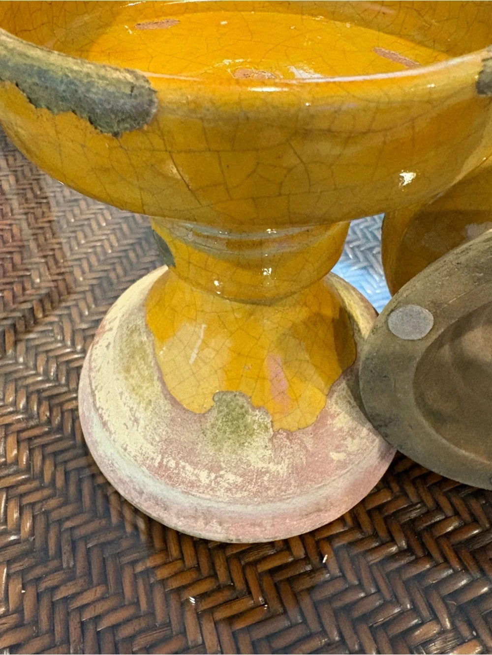 Pottery Barn Yellow Pedestal Set